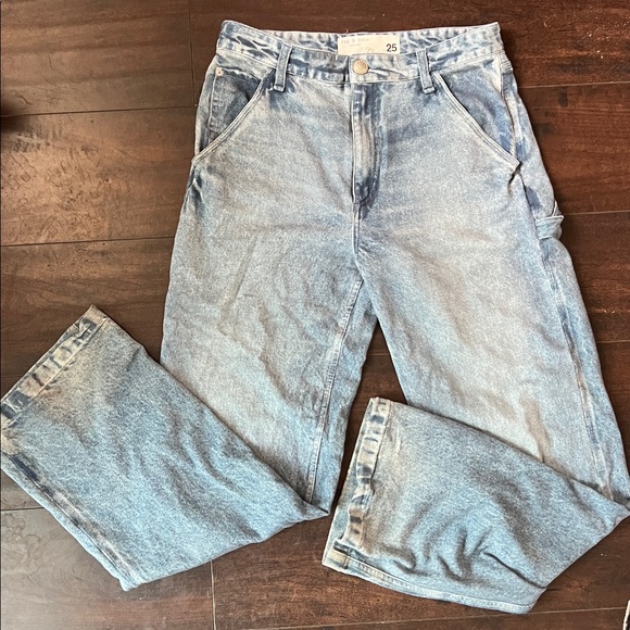 RAG & BONE SID Miramar trompe-l'oeil Faux Denim Wide Leg Carpenter Pants 25 - Picture 3 of 8